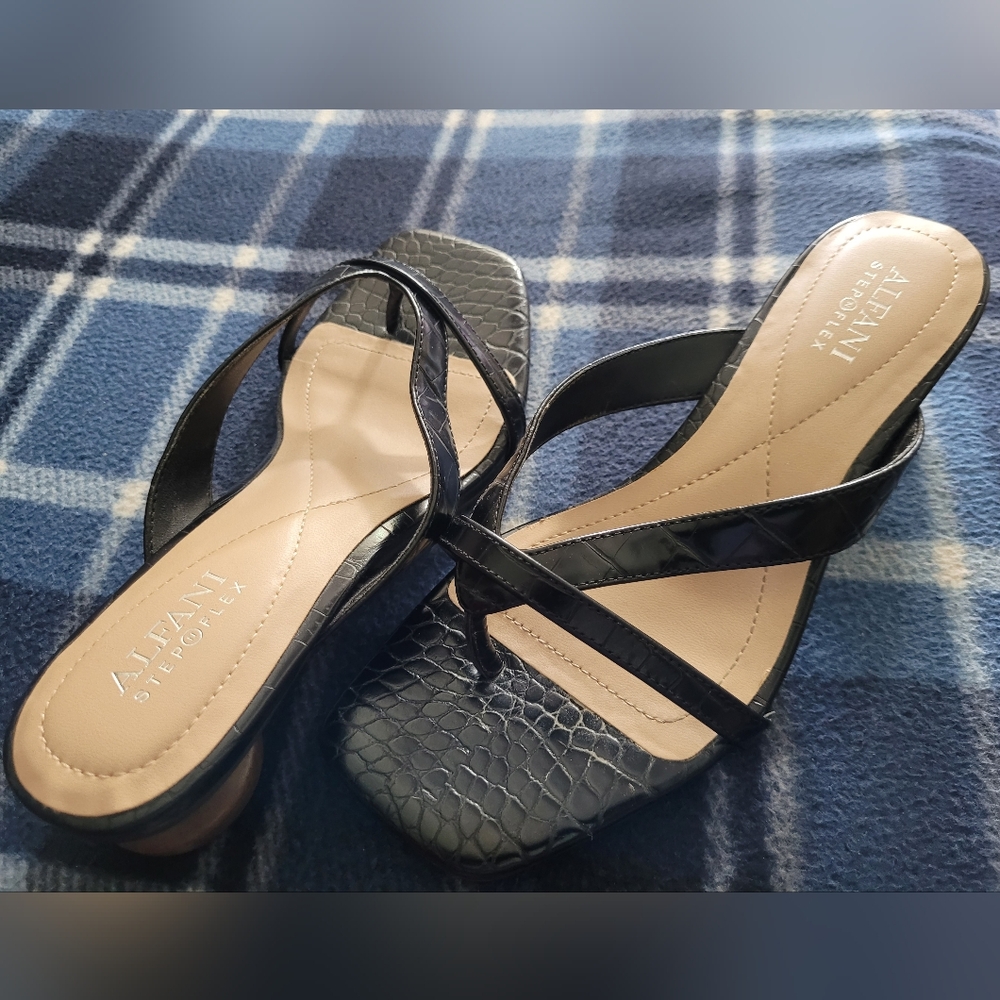 Alfani Black Sandals with Elegant Straps and Low Heel